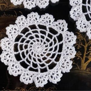 Handmade White SPIDERWEB Crochet Doilies, cobweb doilies, vintage-style doilies